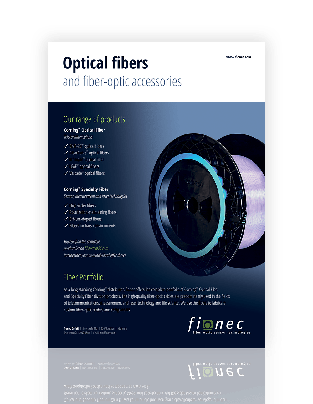 Product brochure optical fibers and fiber-optic accessories